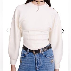Maje Morset Corset-Style Button-Trim Sweater -1 Small